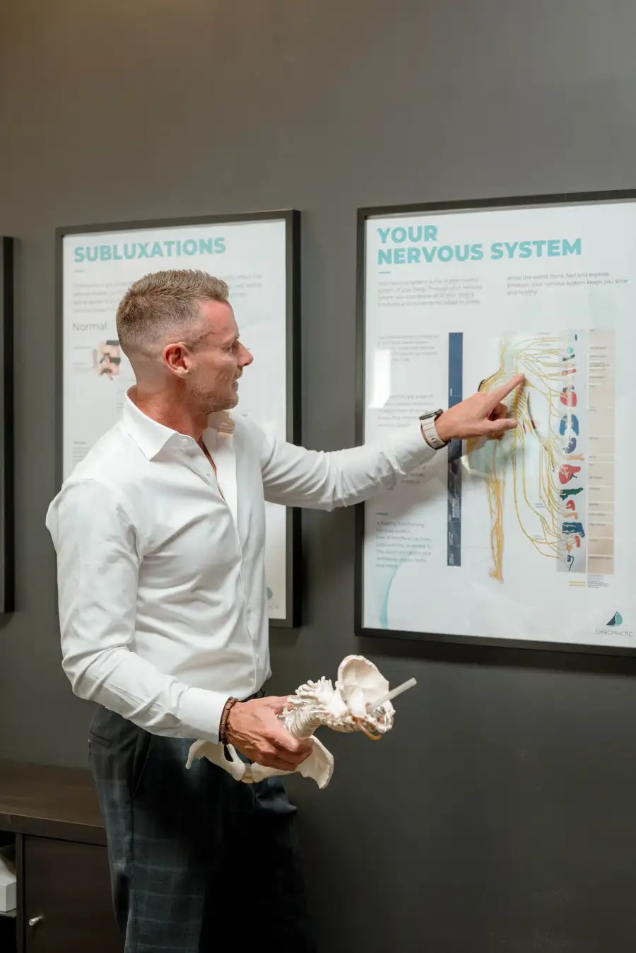 Dr Ben Carvosso explaining the nervous system chart